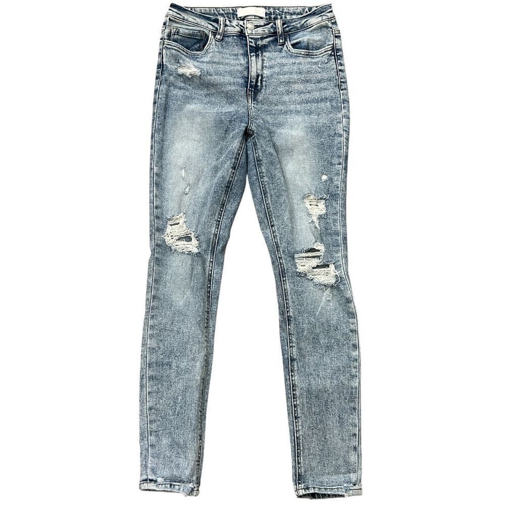 VERVET Blue Light Wash Distressed Skinny Jeans